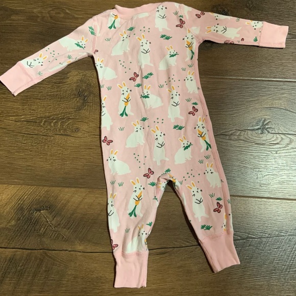 Hanna Andersson size 60 (3-6 month) Pink Bunny Pajamas - Picture 4 of 4
